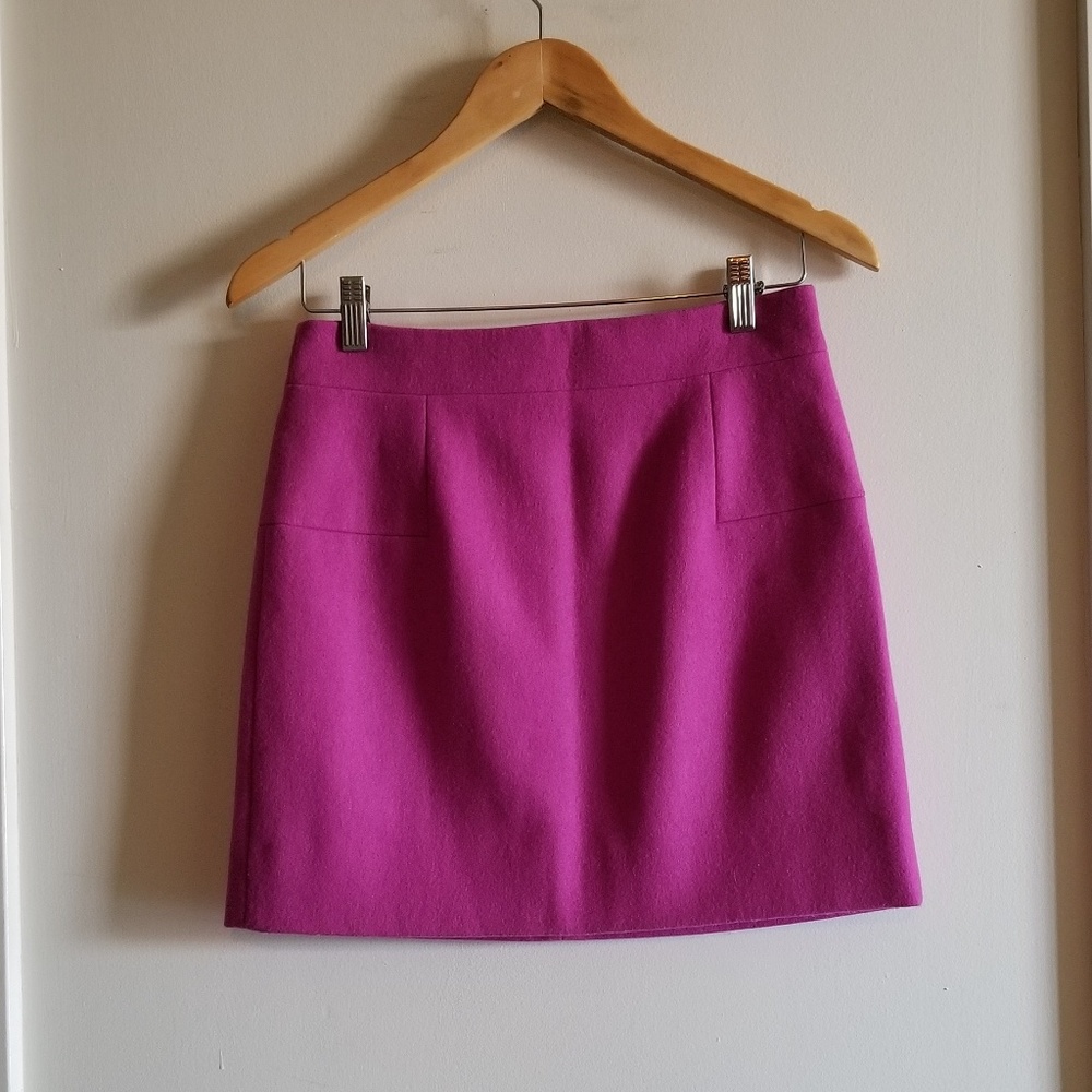 J Crew Bright Pink Wool Mini Skirt